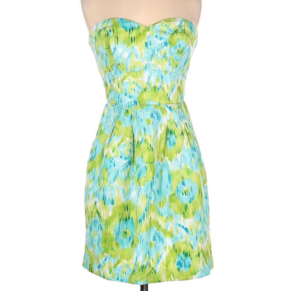 Walter by Walter Baker Casual Mini Dress GreenBlueWhite Strapless Sz S #501
